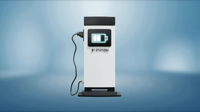 EV charging an electric car. Power supply for electric car charging. Socket 