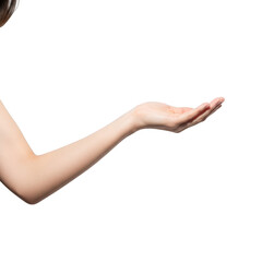 Fototapeta premium Woman arm and hand holding something isolated on transparent background