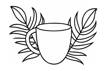 Cup with leaves beverage drink