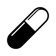 Illustration of a single capsule pill depicting medicine and healthcare needs