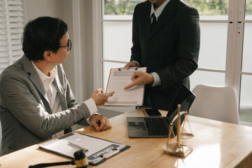 Legal advice concept: A lawyer or legal advisor is someone who listens and gives advice to business...