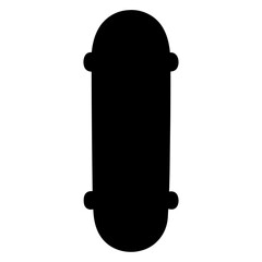 Silhouette of a generic skateboard deck with a classic shape and wheels