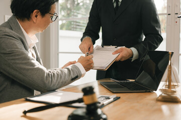 Legal advice concept: A lawyer or legal advisor is someone who listens and gives advice to business...