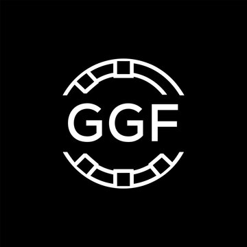 GGF Creative Letter mark Badge Logo Design, GGF Later Logo, Geometric Monogram Logo on Black Background, GGF  Later Logo, Contemporary Minimal Logo for Business Identity.
