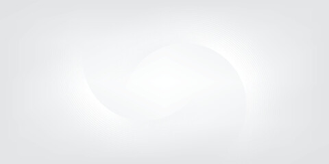 Abstract white glowing geometric lines on gray background. Modern shiny blue circle lines pattern. Futuristic technology concept. Suit for cover, poster,