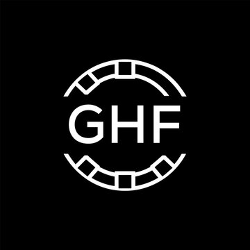 GHF Creative Letter mark Badge Logo Design, GHF Later Logo, Geometric Monogram Logo on Black Background, GHF  Later Logo, Contemporary Minimal Logo for Business Identity.
