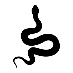 Naklejka premium Black snake silhouette slithering upwards on a white background, abstract and simple
