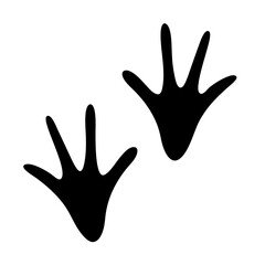 Obraz premium Black and white vector illustration of animal footprints on a white backdrop