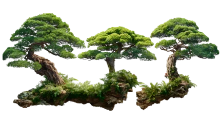 Fototapete Rund Bonsai Bonsai Trees with Foliage, isolated on transparent background  © Rabia