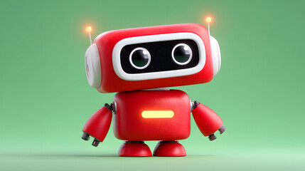 Obraz premium Cute little robot IP image, future technology concept artificial intelligence illustration