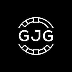 GJG Creative Letter mark Badge Logo Design, GJG Later Logo, Geometric Monogram Logo on Black Background, GJG  Later Logo, Contemporary Minimal Logo for Business Identity.
