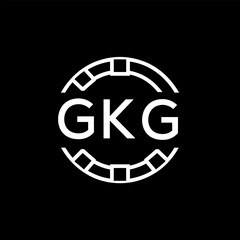 GKG Creative Letter mark Badge Logo Design, GKG Later Logo, Geometric Monogram Logo on Black Background, GKG  Later Logo, Contemporary Minimal Logo for Business Identity.
