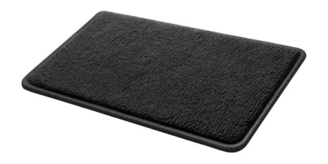 A machine-washable microfiber doormat with a non-slip backing, designed for a busy family home's side entrance.