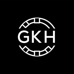 GKH Creative Letter mark Badge Logo Design, GKH Later Logo, Geometric Monogram Logo on Black Background, GKH  Later Logo, Contemporary Minimal Logo for Business Identity.
