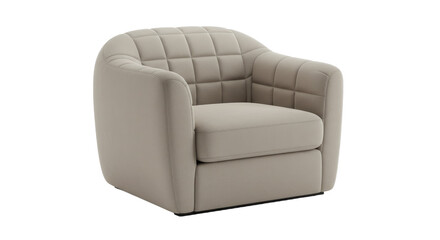 Modern Light Gray Armchair with Quilted Design.