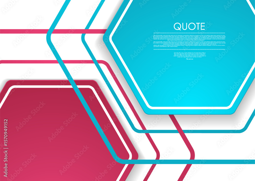 Poster Blue and purple paper hexagons abstract geometric tech background. Technology vector design