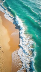 Golden Sand Meets Turquoise Ocean A Postcard-Perfect Beach Scene, Ideal for Travel and Vacation Marketing, Evoking Serenity and Relaxation.