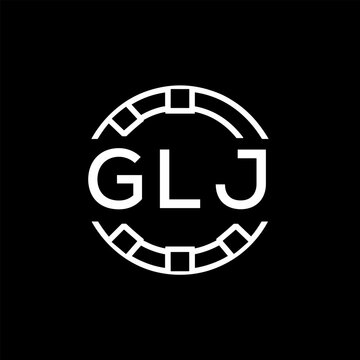 GLJ Creative Letter mark Badge Logo Design, GLJ Later Logo, Geometric Monogram Logo on Black Background, GLJ  Later Logo, Contemporary Minimal Logo for Business Identity.
