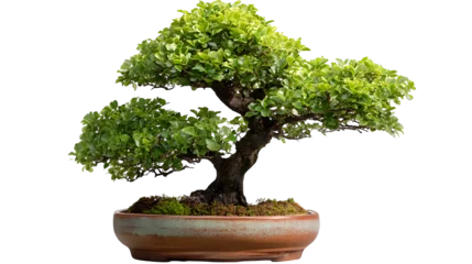 Fotobehang Bonsai Dwarf Schefflera Bonsai Tree, isolated on transparent background  © Rabia