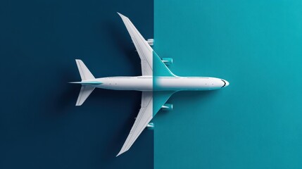 The Minimalist Airplane Gliding Over a Blue Gradient Background