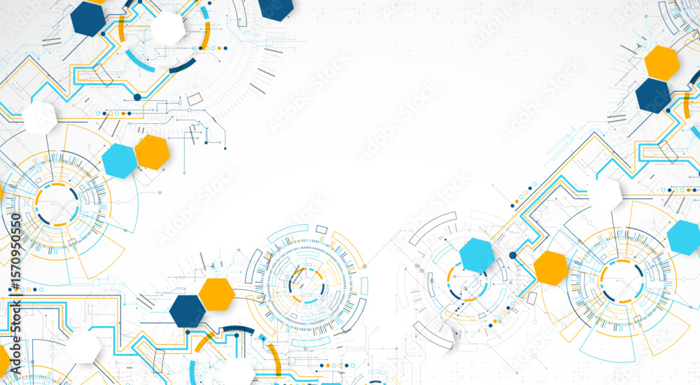 Poster abstract background. scientific and technological concept with the use of technical elements formed 