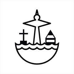 Faith and Ocean Line Art Design