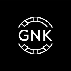 GNK Creative Letter mark Badge Logo Design, GNK Later Logo, Geometric Monogram Logo on Black Background, GNK  Later Logo, Contemporary Minimal Logo for Business Identity.
