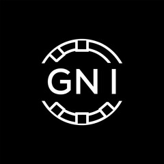 GNI Creative Letter mark Badge Logo Design, GNI Later Logo, Geometric Monogram Logo on Black Background, GNI  Later Logo, Contemporary Minimal Logo for Business Identity.
