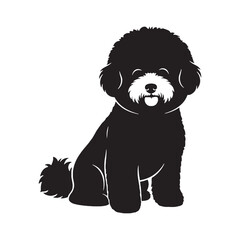 Recognizable Bichon Frise digital black vector, embodying the iconic appearance of the breed - Bichon Frise silhouette - Bichon Frise Vector - Silhouette of Bichon Frise - dog vector

