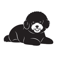 Fluffy Bichon Frise digital black profile, presented with clean, sharp, professional edges - Bichon Frise silhouette - Bichon Frise Vector - Silhouette of Bichon Frise - dog vector

