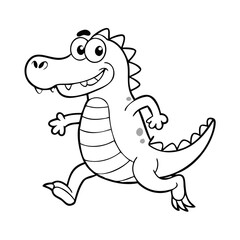 Obraz premium Happy cartoon crocodile running 