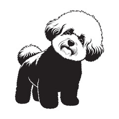 Adorable Bichon Frise canine digital black silhouette, showcasing its distinctive and fluffy form - Bichon Frise silhouette - Bichon Frise Vector - Silhouette of Bichon Frise - dog vector

