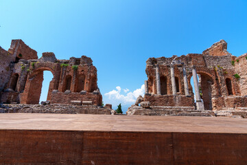 Taormina, Italy: 06232025: Antic theatre in the city of Taormina, Sicily