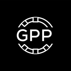 GPP Creative Letter mark Badge Logo Design, GPP Later Logo, Geometric Monogram Logo on Black Background, GPP  Later Logo, Contemporary Minimal Logo for Business Identity.

