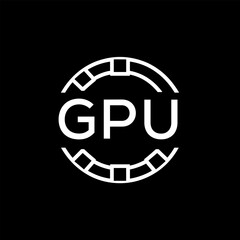 GPU Creative Letter mark Badge Logo Design, GPU Later Logo, Geometric Monogram Logo on Black Background, GPU  Later Logo, Contemporary Minimal Logo for Business Identity.
