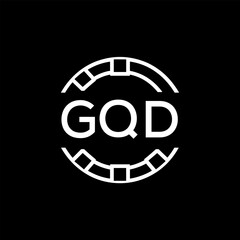 GQD Creative Letter mark Badge Logo Design, GQD Later Logo, Geometric Monogram Logo on Black Background, GQD  Later Logo, Contemporary Minimal Logo for Business Identity.

