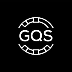 GQS Creative Letter mark Badge Logo Design, GQS Later Logo, Geometric Monogram Logo on Black Background, GQS  Later Logo, Contemporary Minimal Logo for Business Identity.
