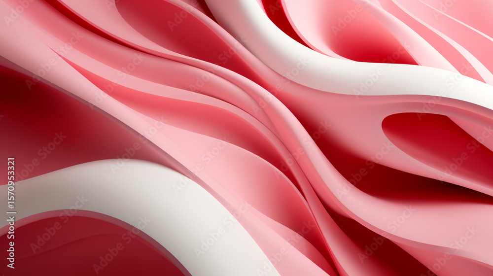 Wall mural abstract smooth pink and white wave mesh gradient background design