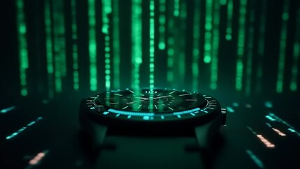 Smartwatch futuristic digital rain. - Powered by Adobe
