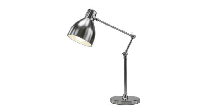 Modern Silver Desk Lamp Isolated.