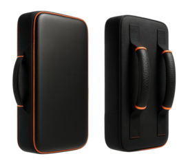 Rectangular strike shields with dual handles for partner drills in karate