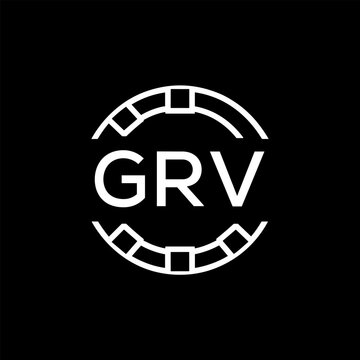 GRV Creative Letter mark Badge Logo Design, GRV Later Logo, Geometric Monogram Logo on Black Background, GRV  Later Logo, Contemporary Minimal Logo for Business Identity.
