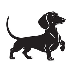 Modern Dachshund digital black silhouette, featuring clean, contemporary design lines - Dachshund silhouette - Dachshund Vector - Silhouette of Dachshund - dog silhouette

