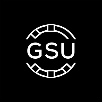 GSU Creative Letter mark Badge Logo Design, GSU Later Logo, Geometric Monogram Logo on Black Background, GSU  Later Logo, Contemporary Minimal Logo for Business Identity.
