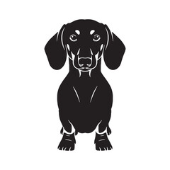 Fototapeta premium Alert Dachshund digital black silhouette, perfect for clear and high-quality rendering - Dachshund silhouette - Dachshund Vector - Silhouette of Dachshund - dog silhouette