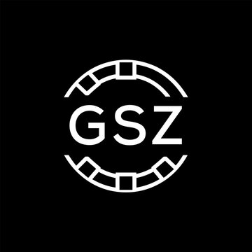 GSZ Creative Letter mark Badge Logo Design, GSZ Later Logo, Geometric Monogram Logo on Black Background, GSZ  Later Logo, Contemporary Minimal Logo for Business Identity.
