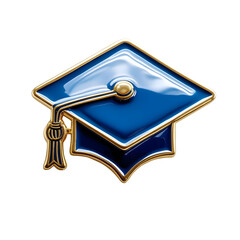 Blue Graduation Cap with Gold Accents, a Symbol of Achievement isolated on transparent background Generative AI.