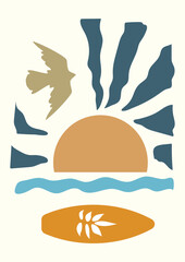 abstract art beach elements illustration