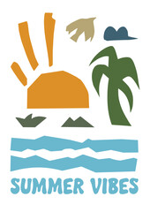 abstract art beach elements illustration