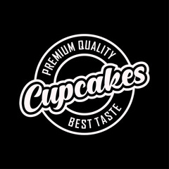 Cupcakes logo vector illustration template. Simple letter design black and white